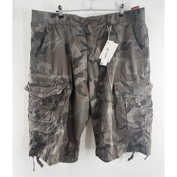 Men's Cargo Shorts Elastic Waist Multi Pocket Hiking Outdoor Camo Cotton Sz 42.. - Picture 1 of 16